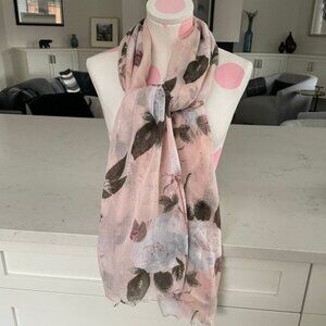 Floral PrintPolyester ScarfWrap in Blush Pink WhiteGreen Sz OS